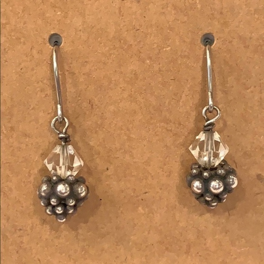 💐 5/25 clear crystal silver dangle drop earrings